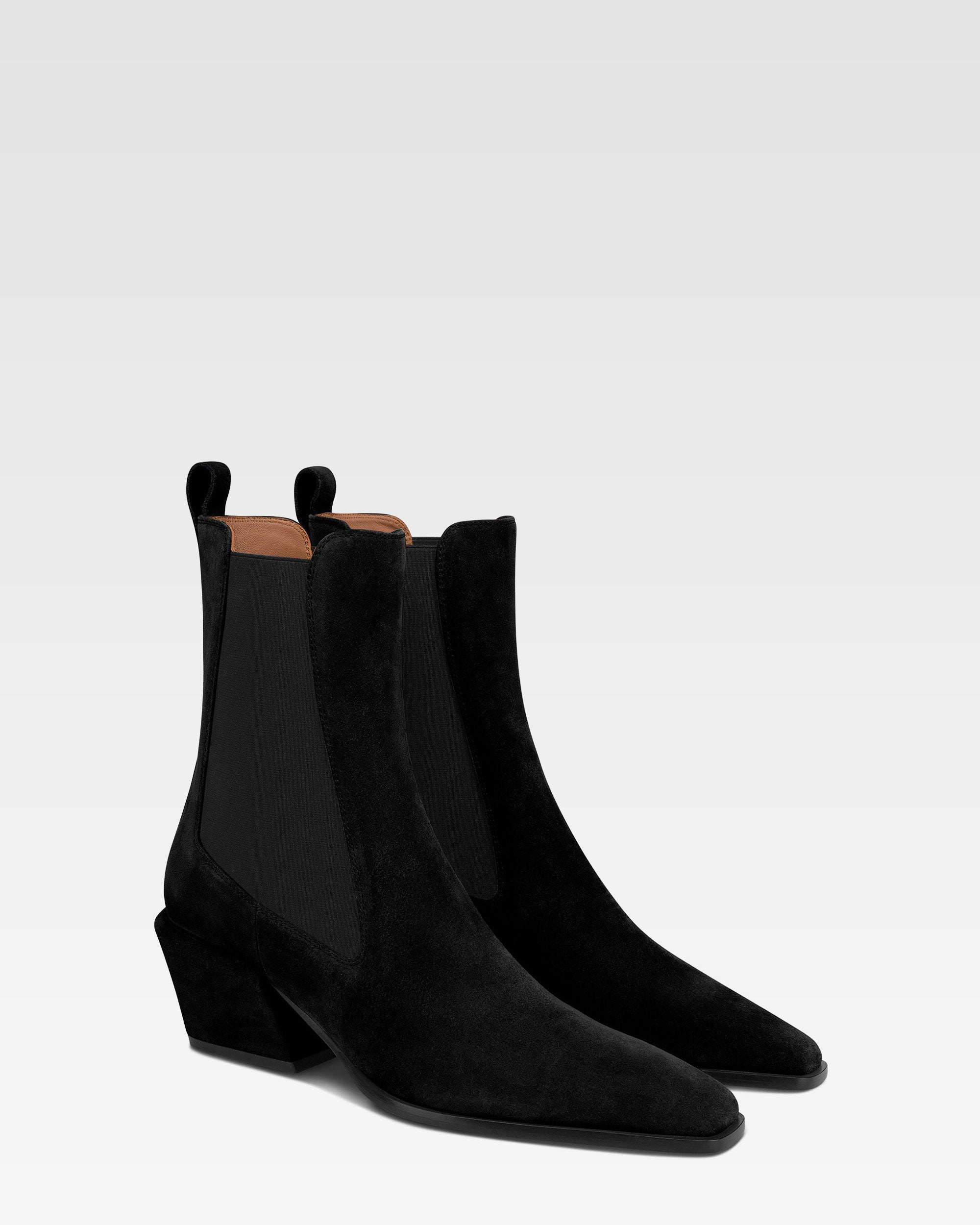 Ankle boots in black calf suede leather