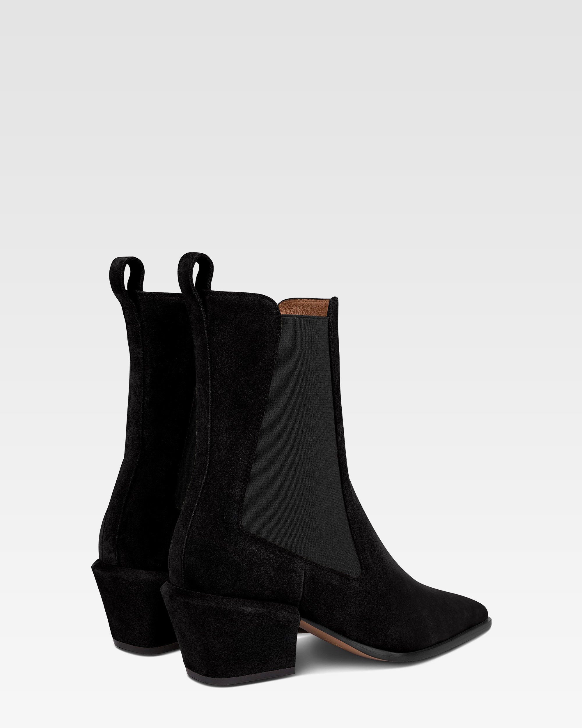 Ankle boots in black calf suede leather