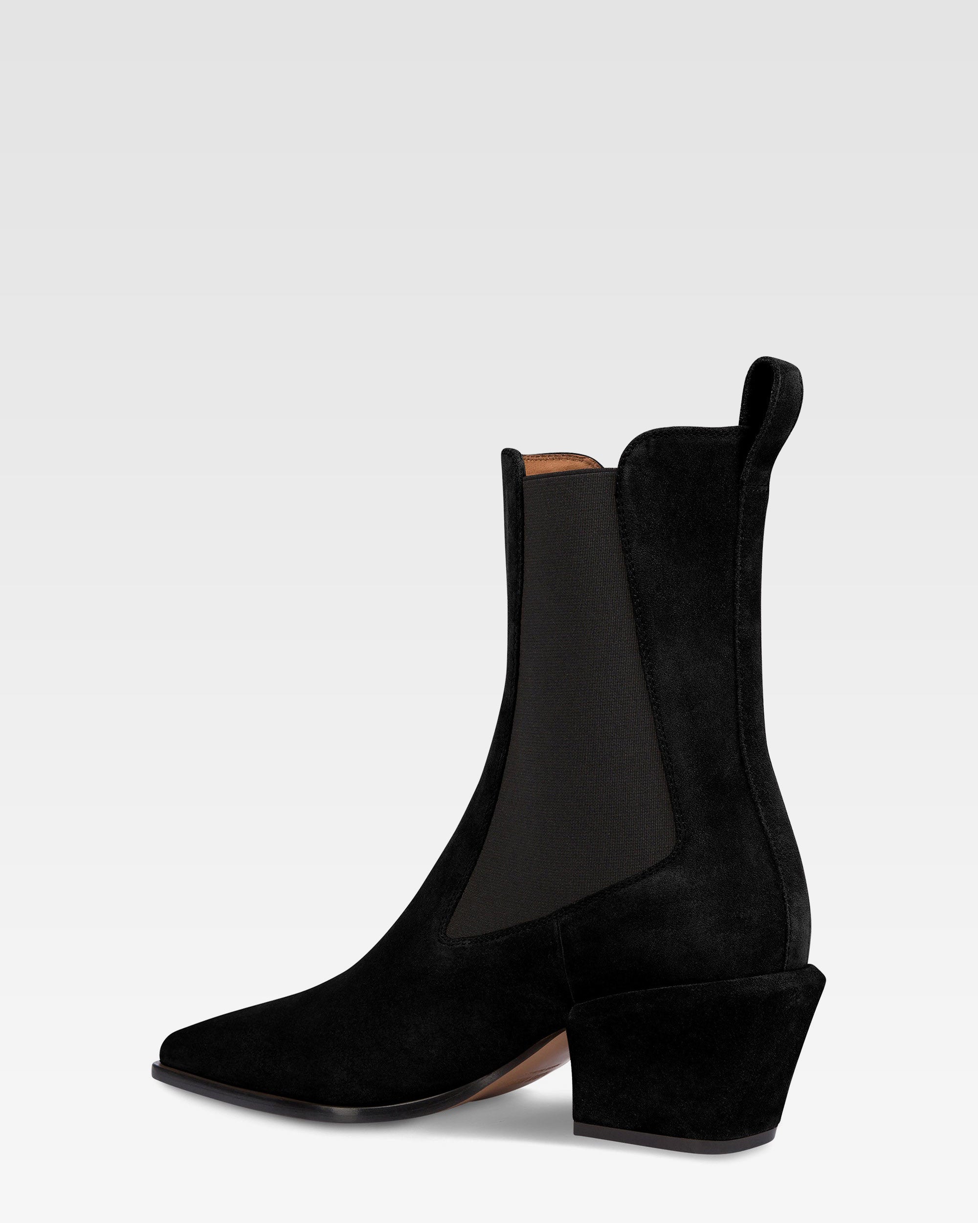 Ankle boots in black calf suede leather