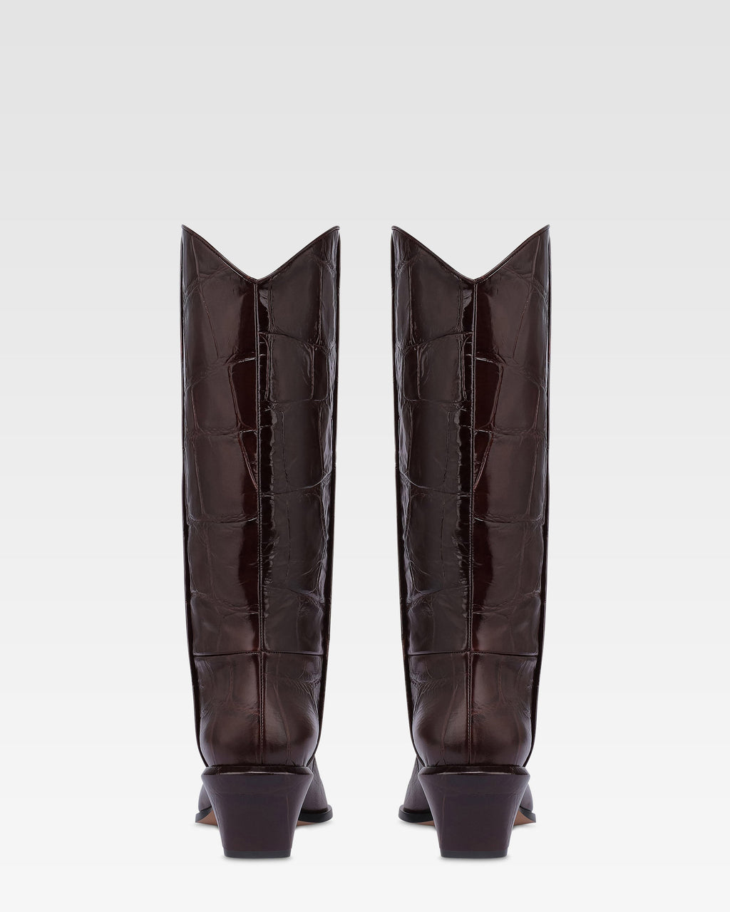 Boots in rouge noir croco-embossed leather