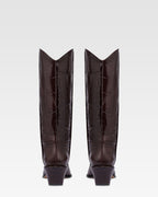 Boots in rouge noir croco-embossed leather