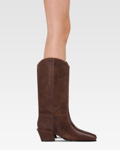 Boots in ebony vintage-effect calf leather