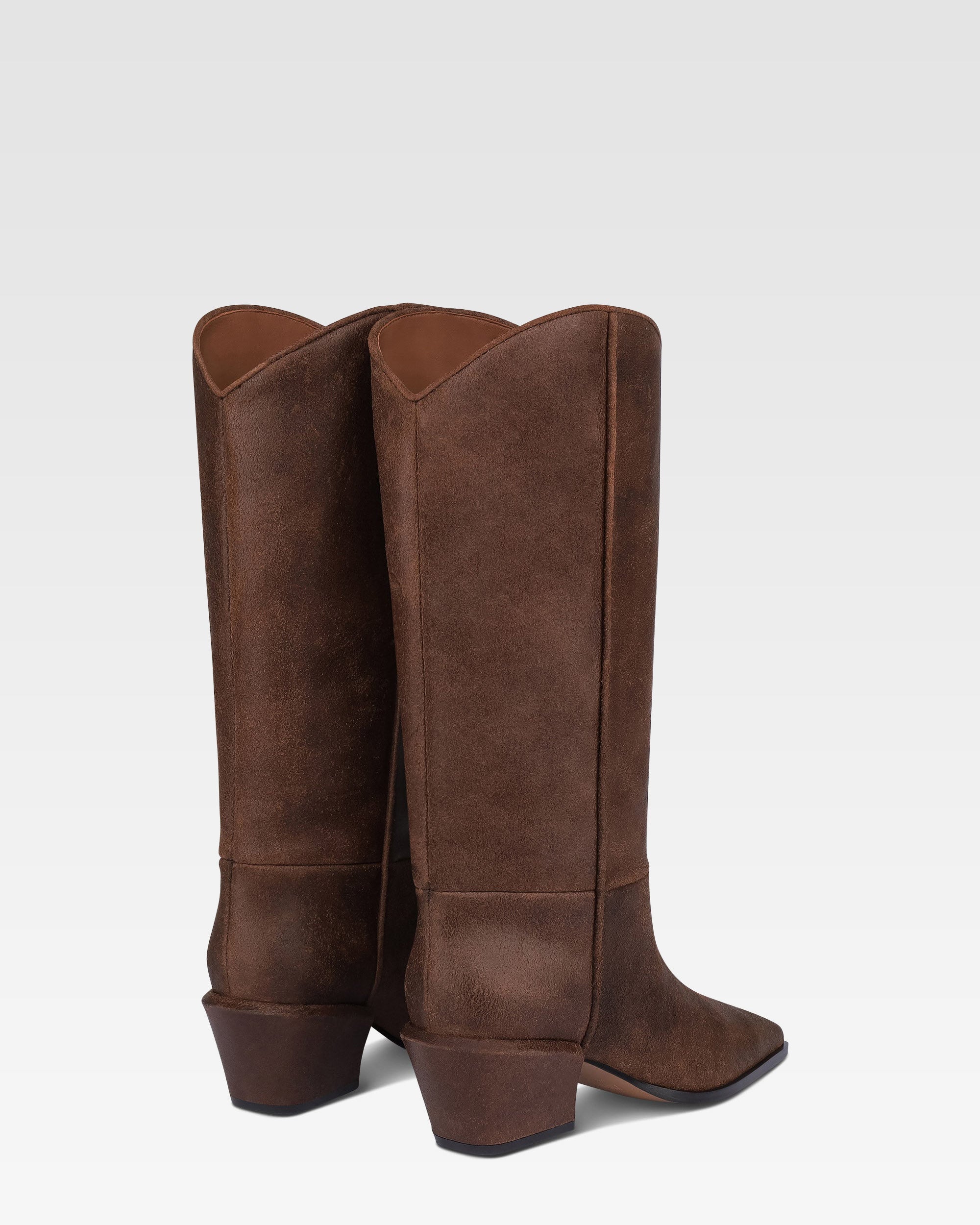 Boots in ebony vintage-effect calf leather