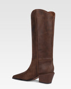 Boots in ebony vintage-effect calf leather