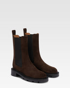 Ankle boots in ebony calf suede leather