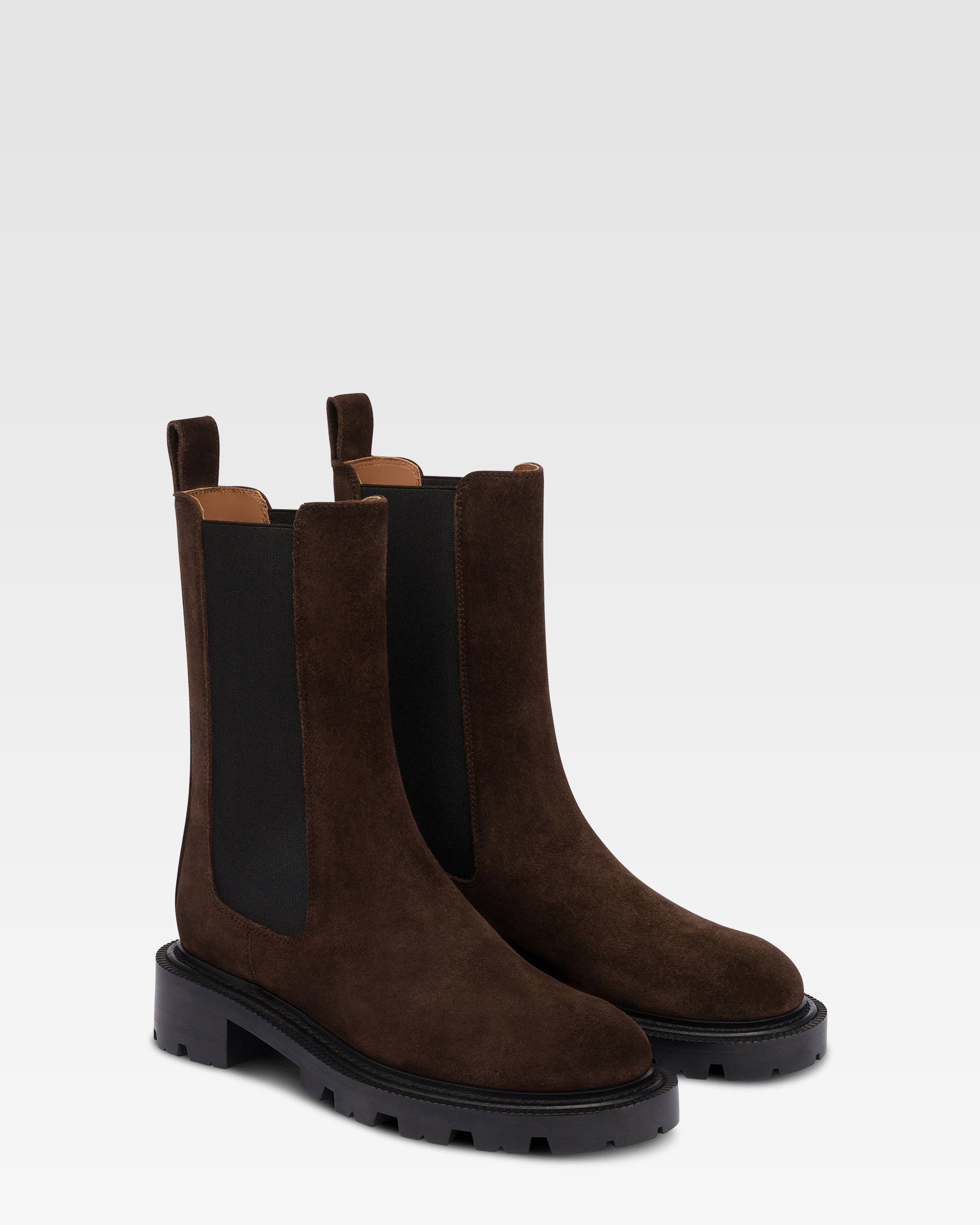 Ankle boots in ebony calf suede leather
