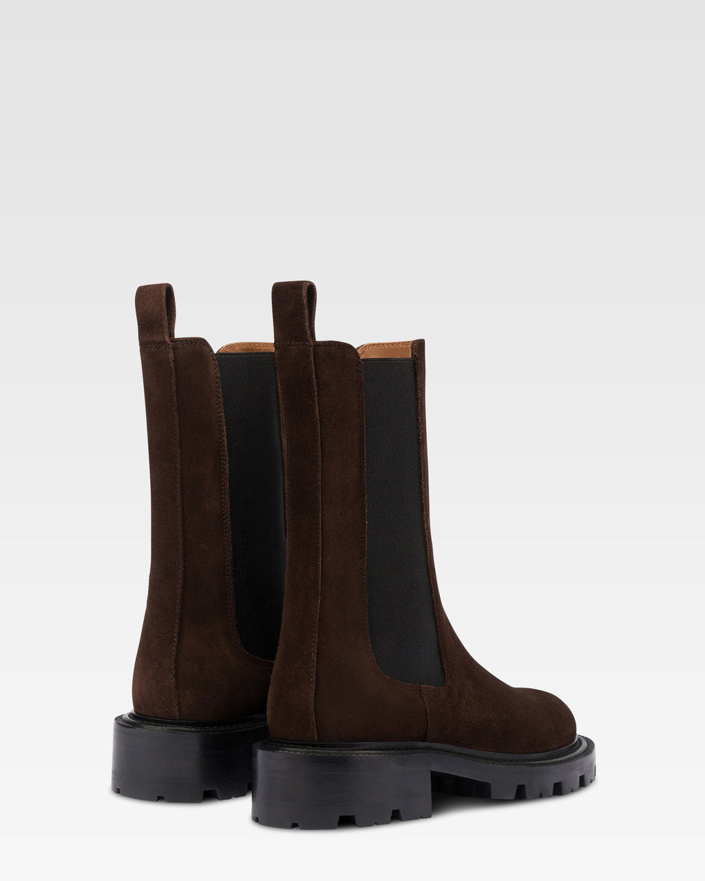 Ankle boots in ebony calf suede leather