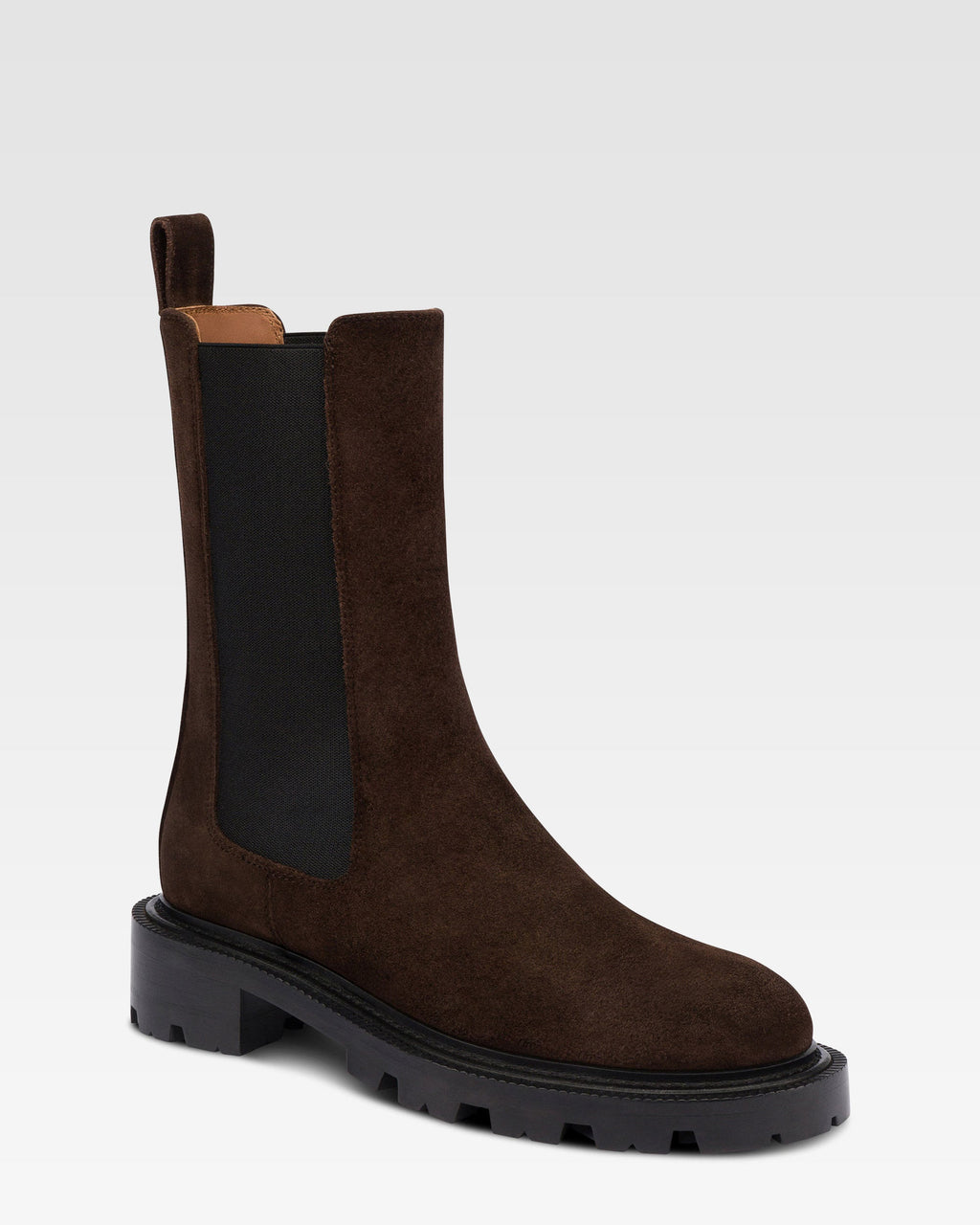 Ankle boots in ebony calf suede leather