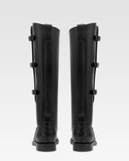 Stiefel aus schwarzem Kalbsleder mit Details mit Kroko-Pragung