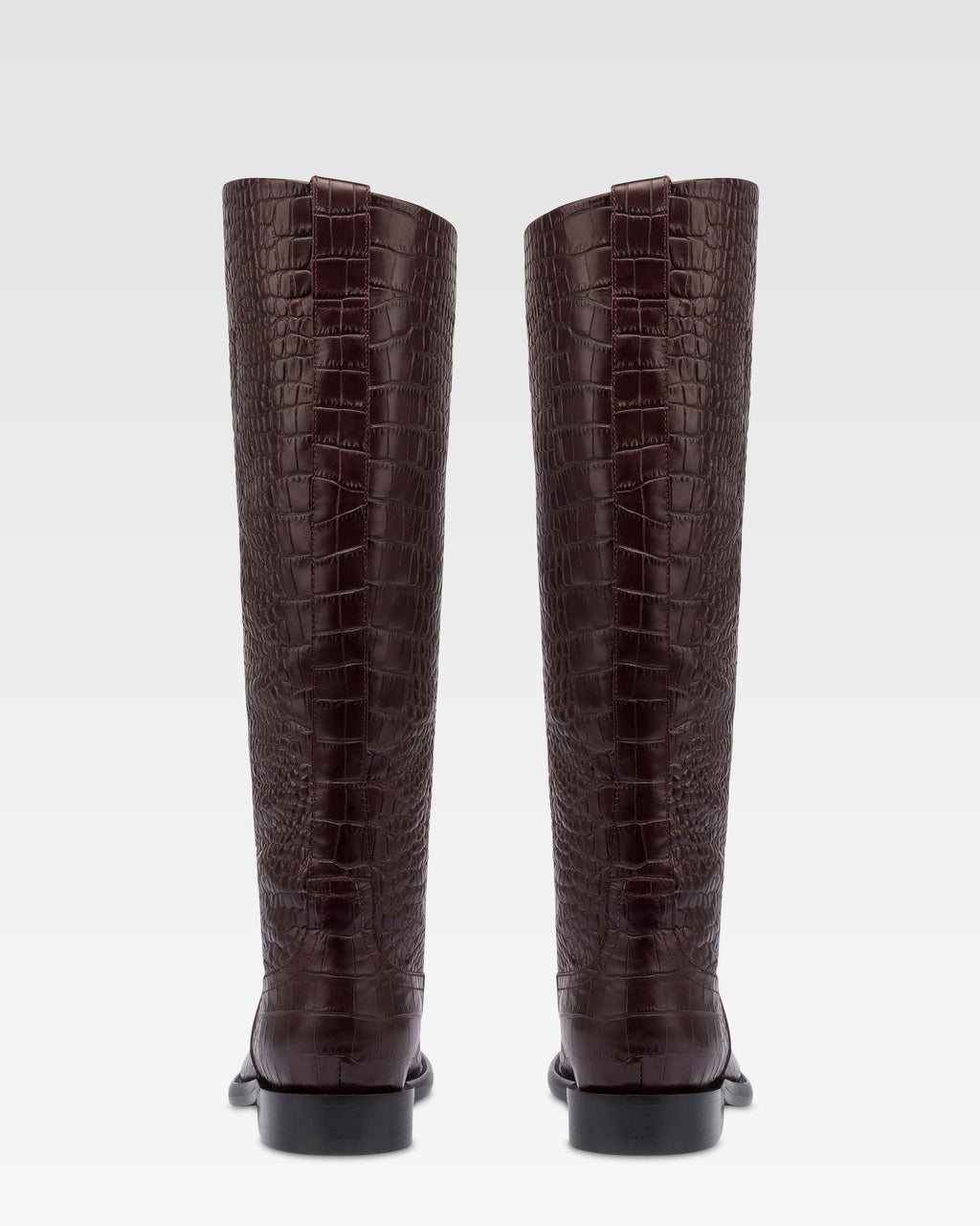 Boots in rouge noir croco-embossed leather