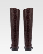 Boots in rouge noir croco-embossed leather