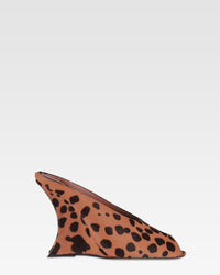 Open-toe sabots in caramel and dark brown printed cowhide — Multicolor / Print