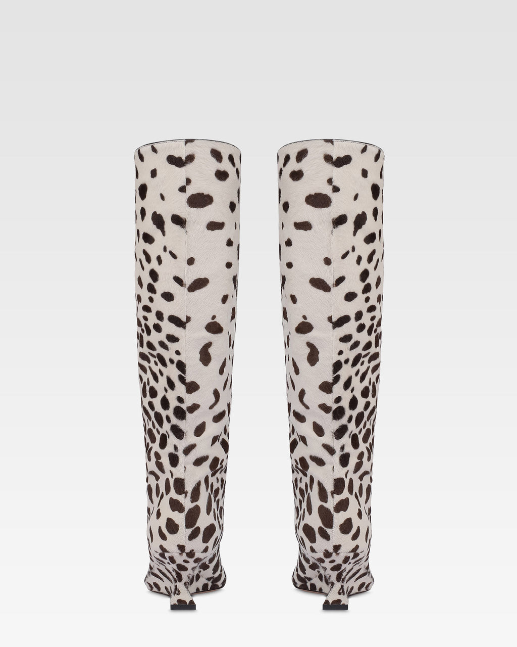 Boots in white and dark brown printed cowhide