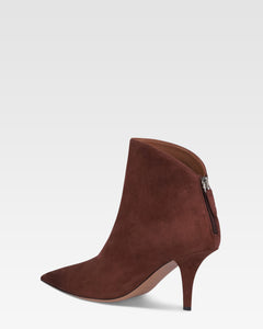 Stiefeletten aus mahagonifarbenem Veloursleder