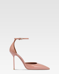 Ankle-strap pumps in dark phard patent leather