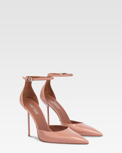 Ankle-strap pumps in dark phard patent leather