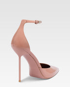 Ankle-strap pumps in dark phard patent leather