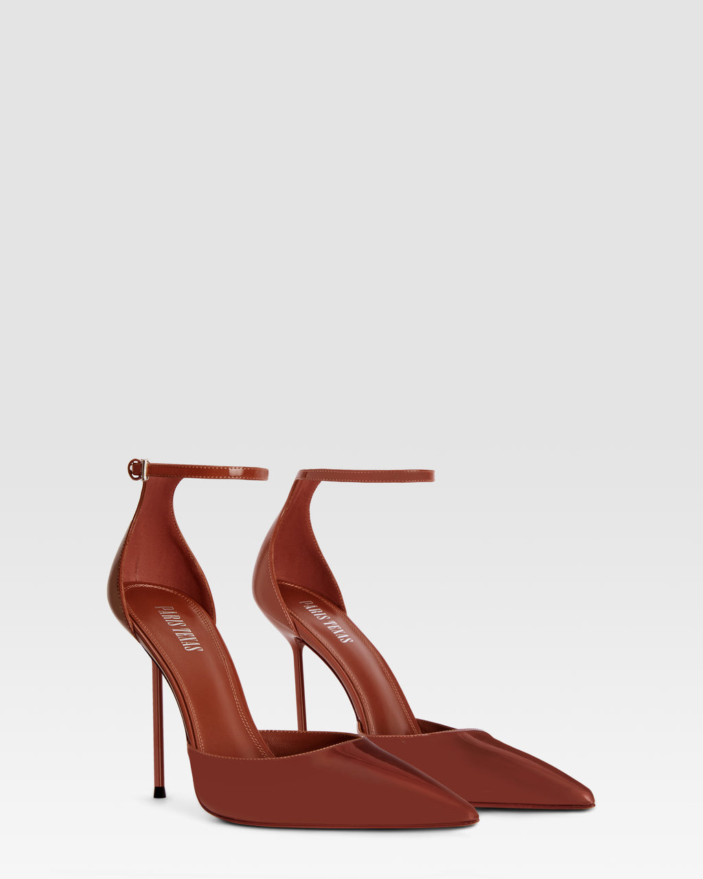 Ankle-strap pumps in desert rose patent leather