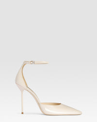 Ankle-strap pumps in black patent leather — IVORY