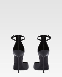 Ankle-strap pumps in black patent leather