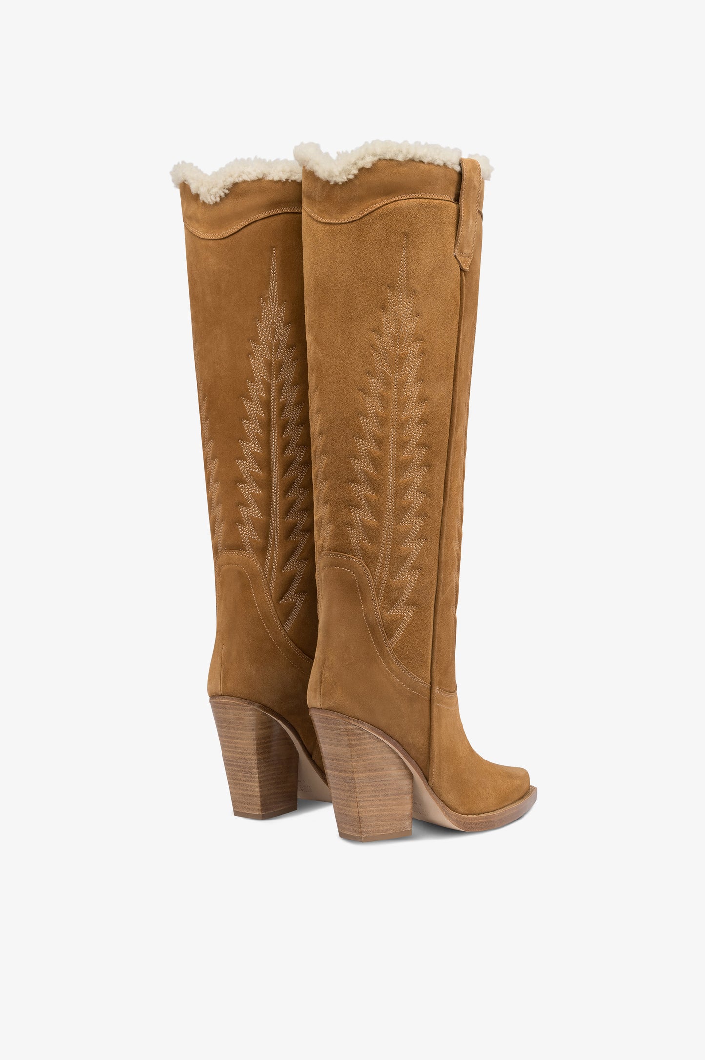 Stivali texani in pelle scamosciata beige