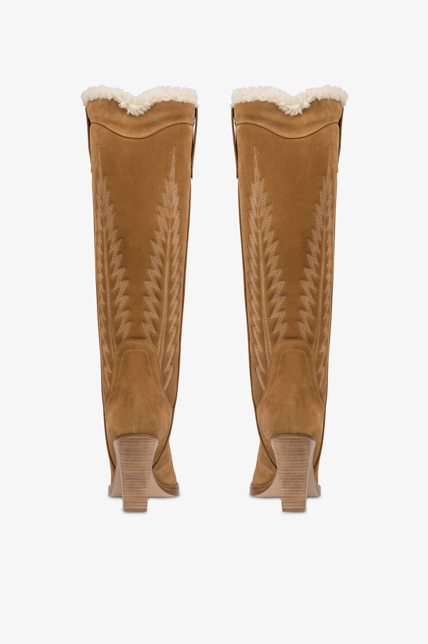 Stivali texani in pelle scamosciata beige