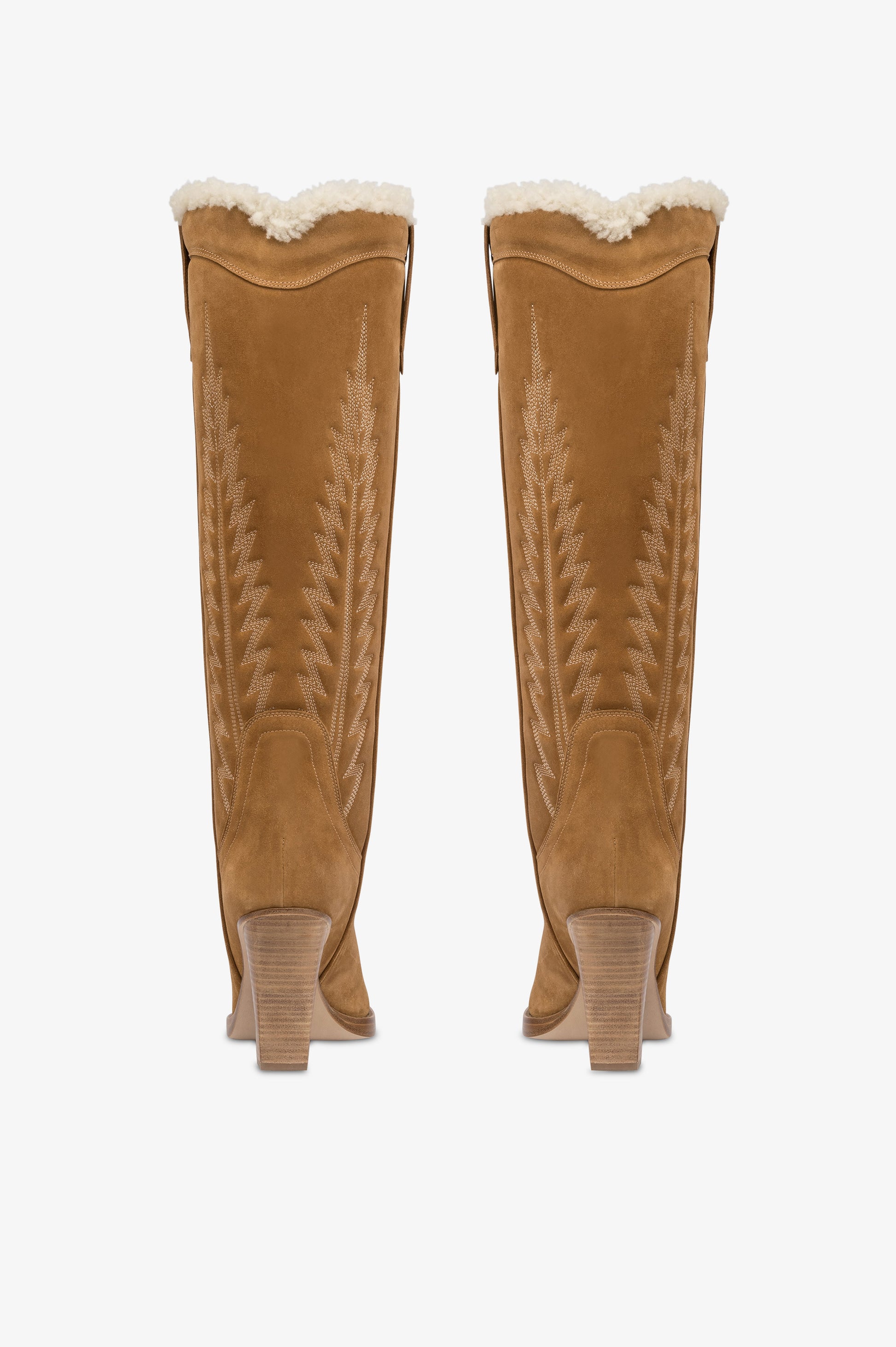 Stivali texani in pelle scamosciata beige