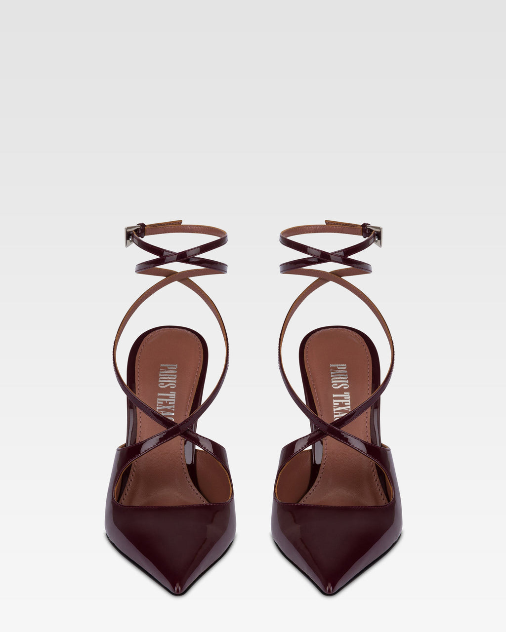 Ankle strap pumps in vernice rouge noir