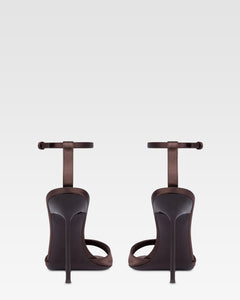 Sandali t-strap in raso ebano con castoni ricamati