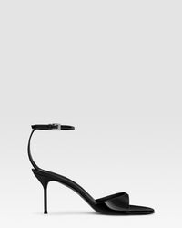 Ankle-strap sandals in black patent leather — BLACK