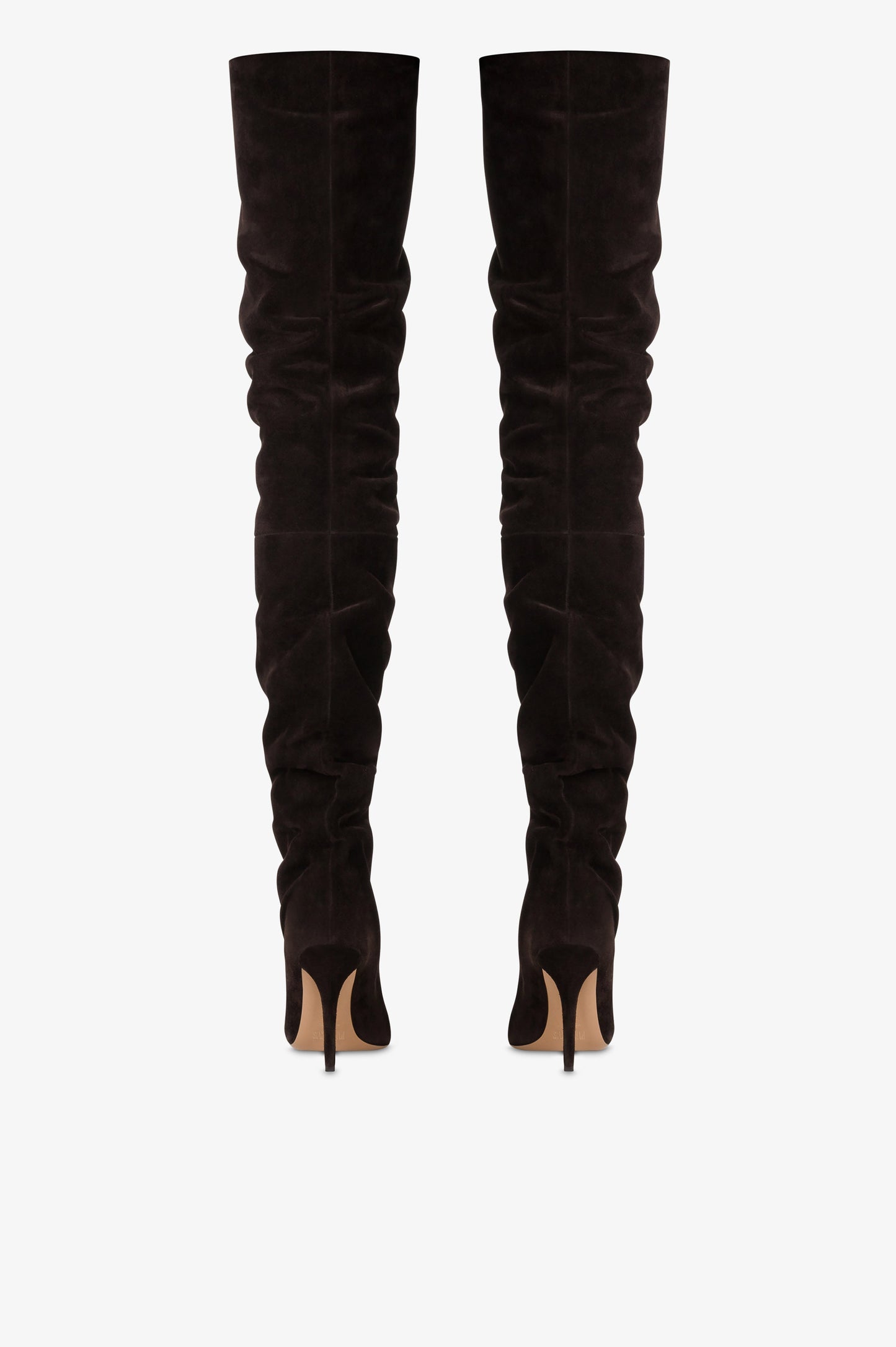 Over-the-knee boots in ebony suede leather.