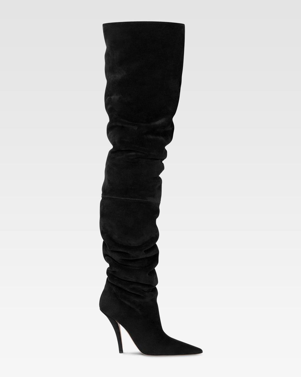 Over-the-knee boots in black suede leather.