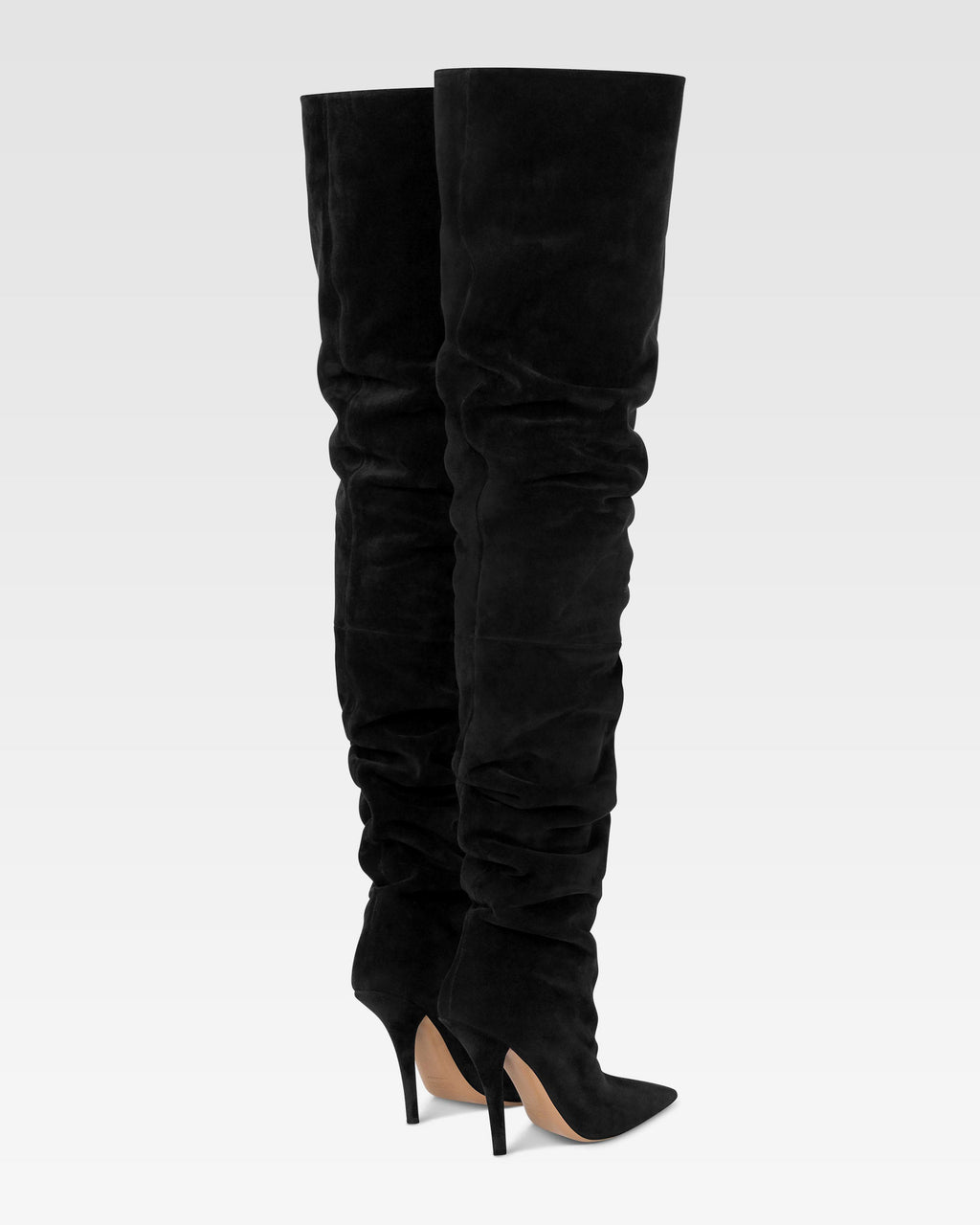 Over-the-knee boots in black suede leather.