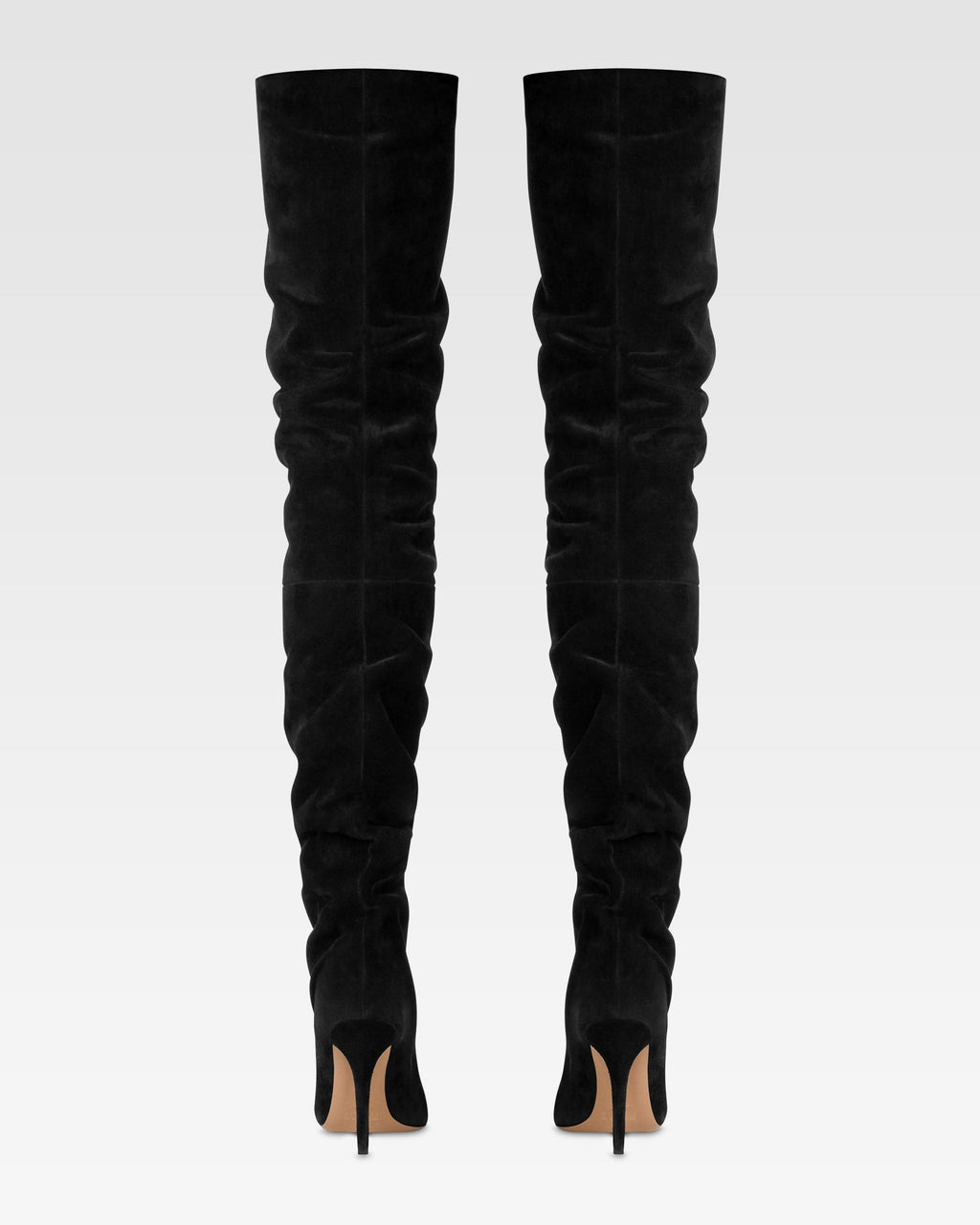 Over-the-knee boots in black suede leather.