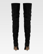 Over-the-knee boots in black suede leather.