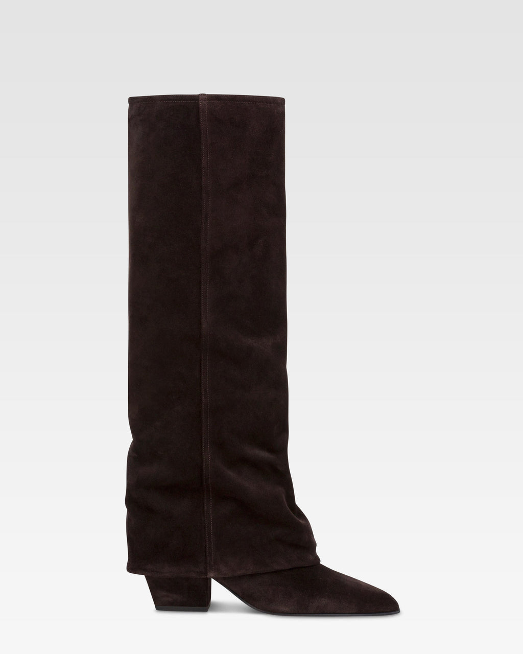 Fold-over boots in ebony calf suede leather.