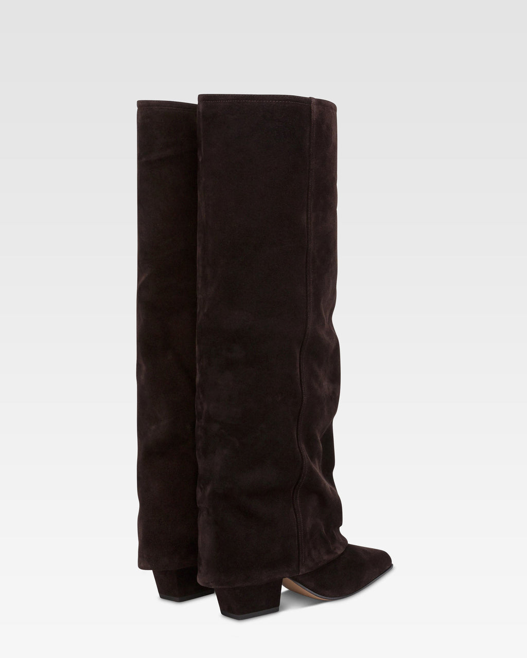 Fold-over boots in ebony calf suede leather.