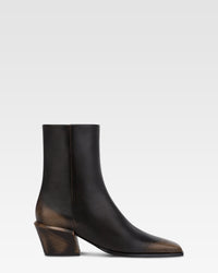 Ankle boots in black brushed leather. — Black
