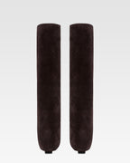 Fold-over boots in ebony calf suede.