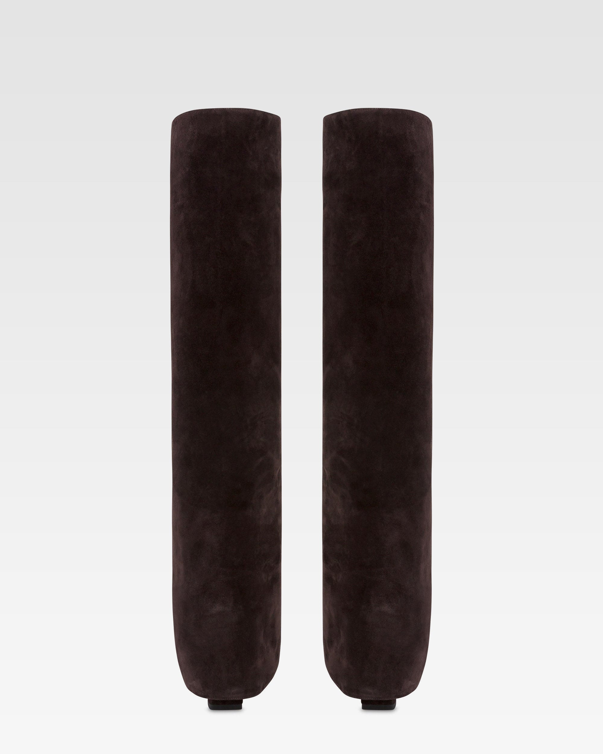 Stivali con ghetta in pelle scamosciata ebano