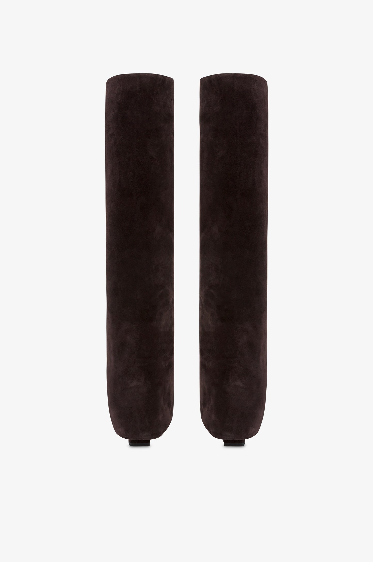 Fold-over boots in ebony calf suede.