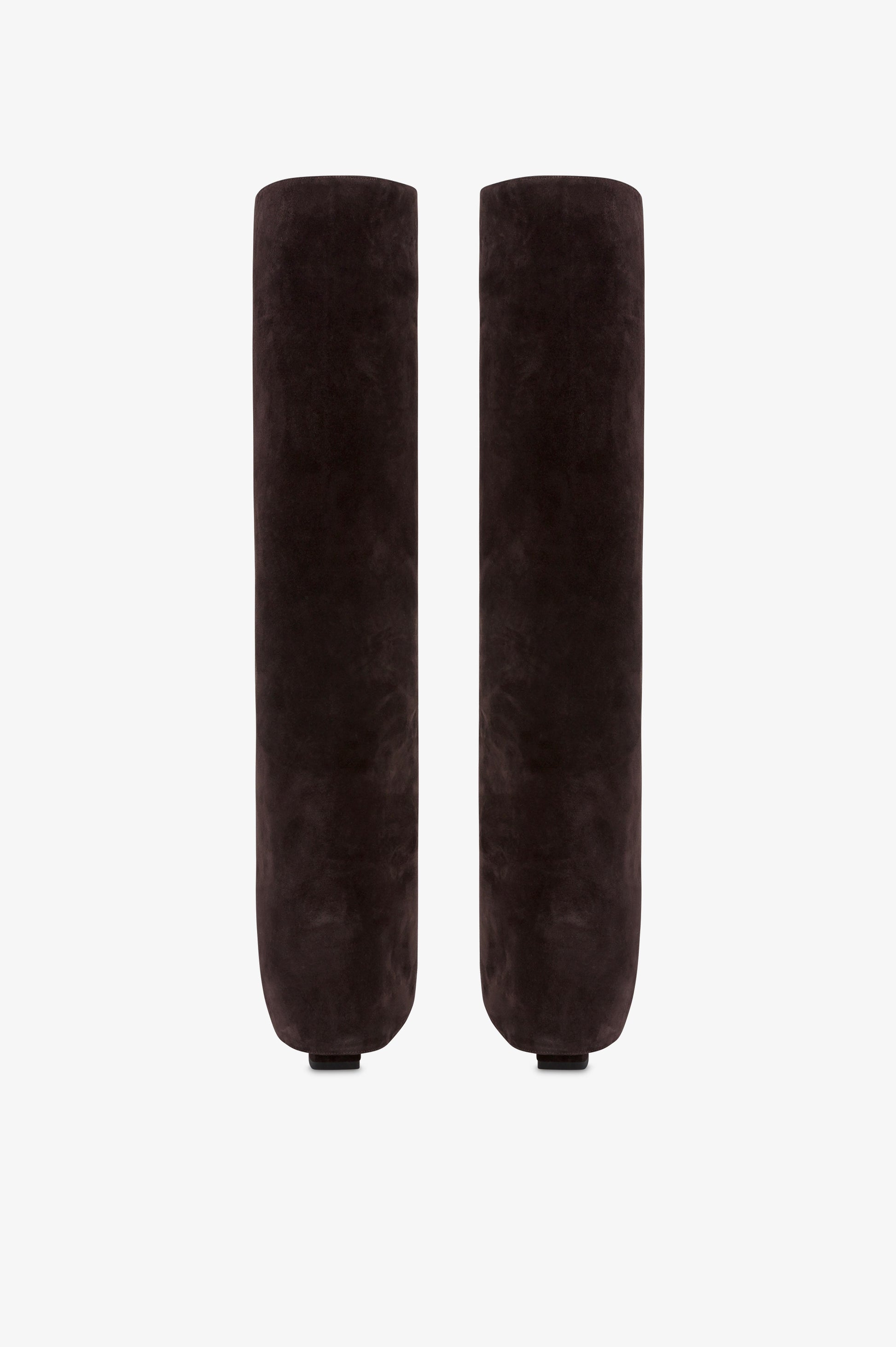 Fold-over boots in ebony calf suede.