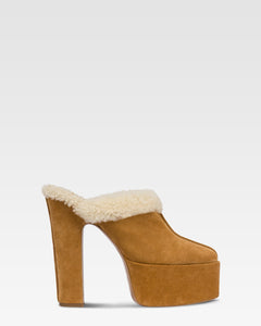 Sabots platform in pelle scamosciata beige