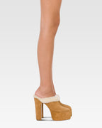 Sabots platform in pelle scamosciata beige
