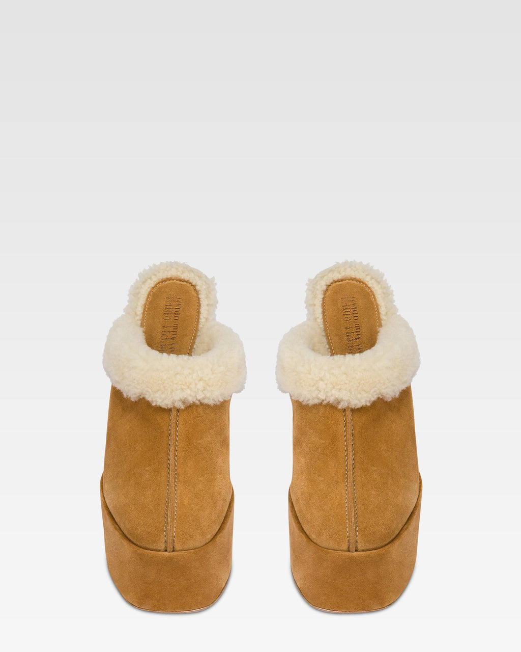 Sabots platform in pelle scamosciata beige