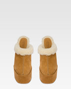 Sabots platform in pelle scamosciata beige