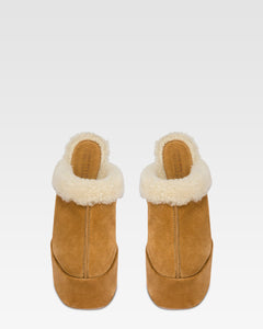 Sabots platform in pelle scamosciata beige