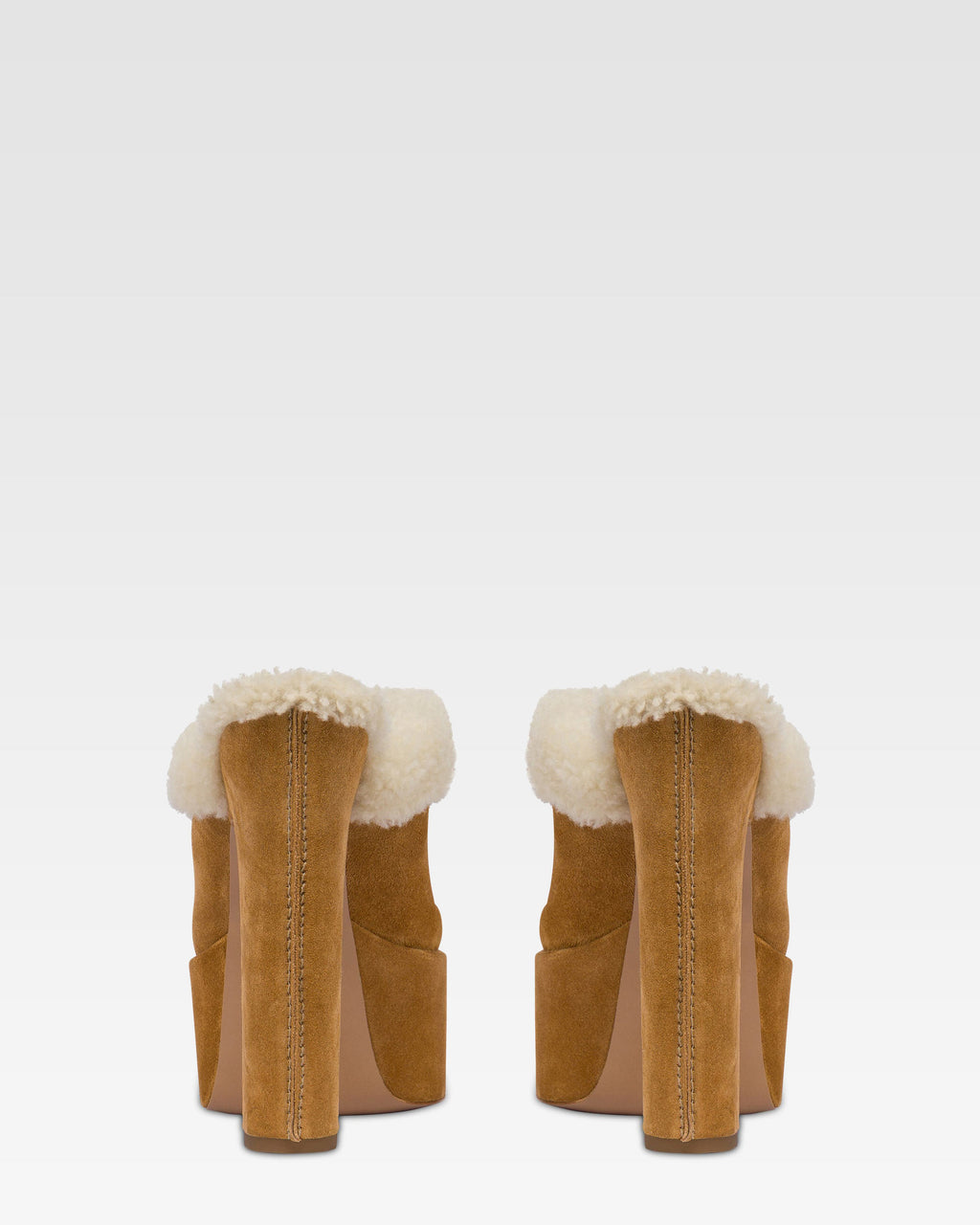 Sabots platform in pelle scamosciata beige