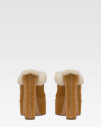 Sabots platform in pelle scamosciata beige