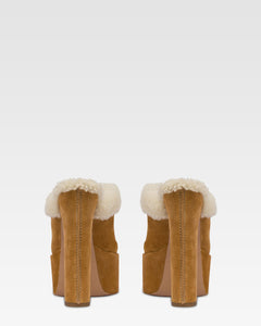 Sabots platform in pelle scamosciata beige